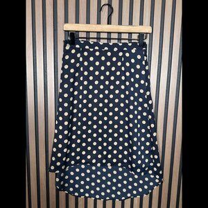 Pim + Larkin Skirt Small Womens Blue Navy White Polka Dot High Low Midi